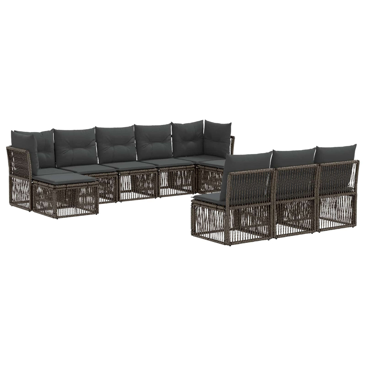 vidaXL Garden Lounge Set 11 pcs Black poly rattan