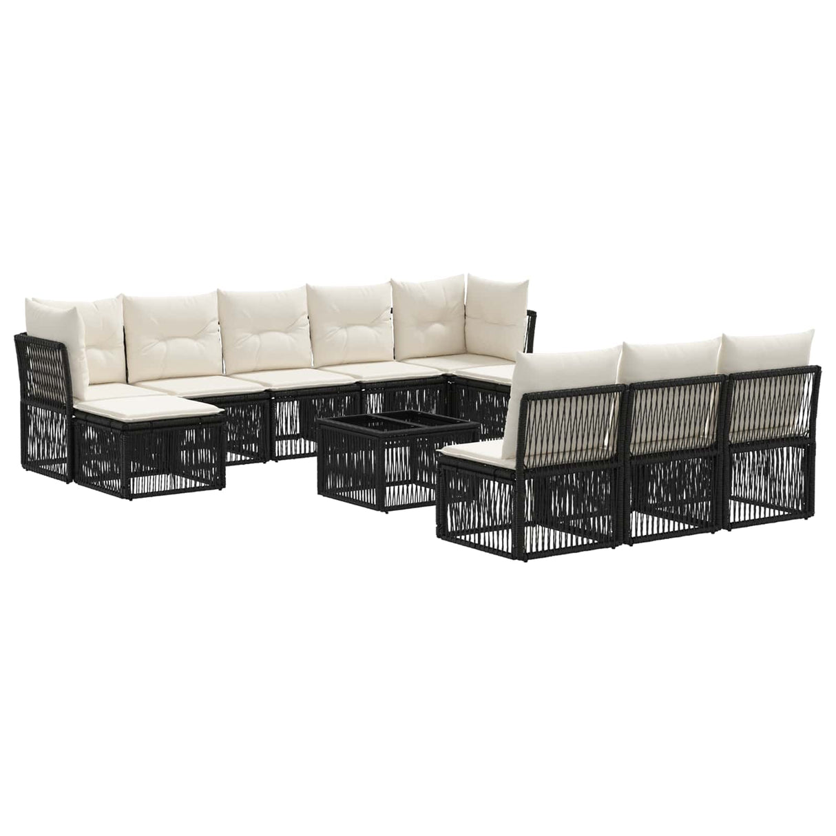 vidaXL Garden Lounge Set 11 pcs Black poly rattan