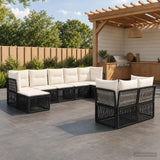 vidaXL Tuinbank Set 10 pcs Zwart poly rattan