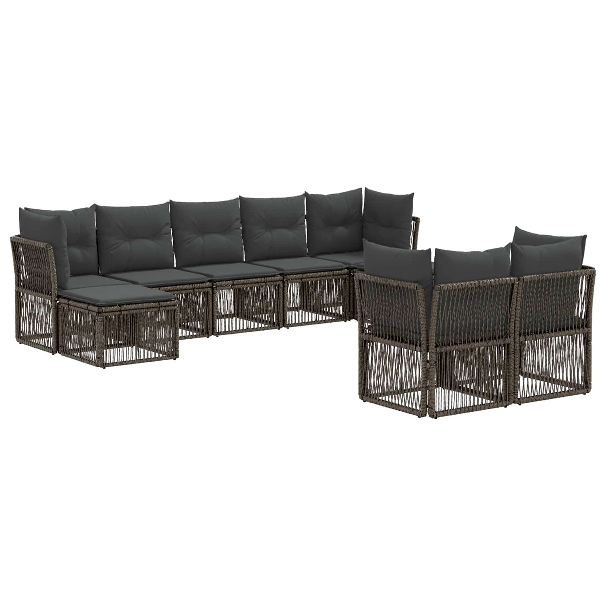 vidaXL Tuinbank Set 10 pcs Zwart poly rattan