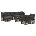 vidaXL Tuinbank Set 10 pcs Zwart poly rattan