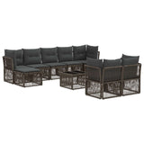 vidaXL Tuinbank Set 10 pcs Zwart poly rattan