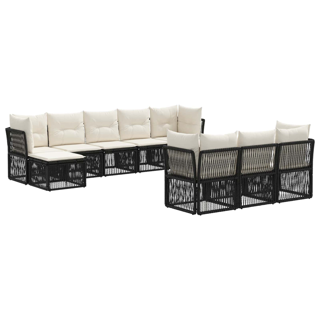 vidaXL Garden Dining Set 11 Pieces Black Poly Rattan