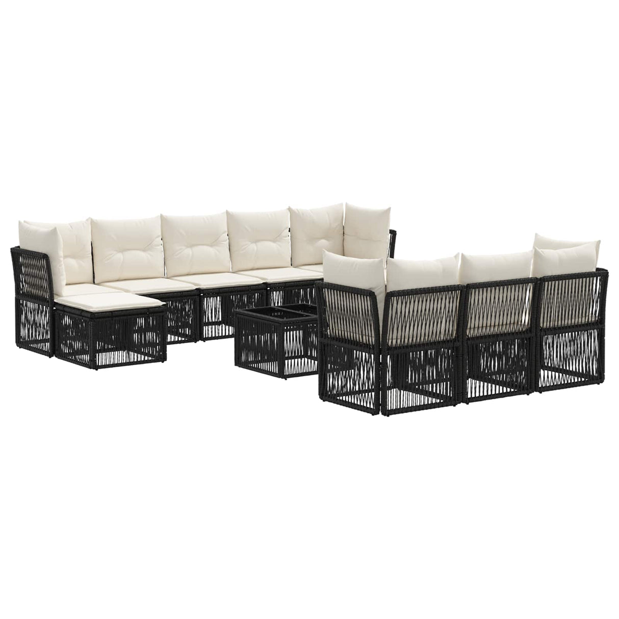 vidaXL Garden Dining Set 11 Pieces Black Poly Rattan