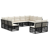 vidaXL Tuinbank Set 12 pcs Zwart poly rattan