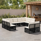 vidaXL Tuinbank Set 12 pcs Zwart poly rattan