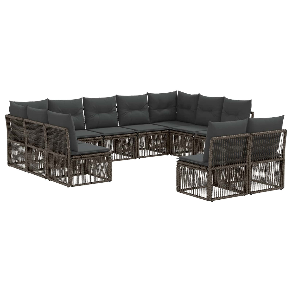 vidaXL Tuinbank Set 12 pcs Zwart poly rattan