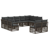 vidaXL Tuinbank Set 12 pcs Zwart poly rattan