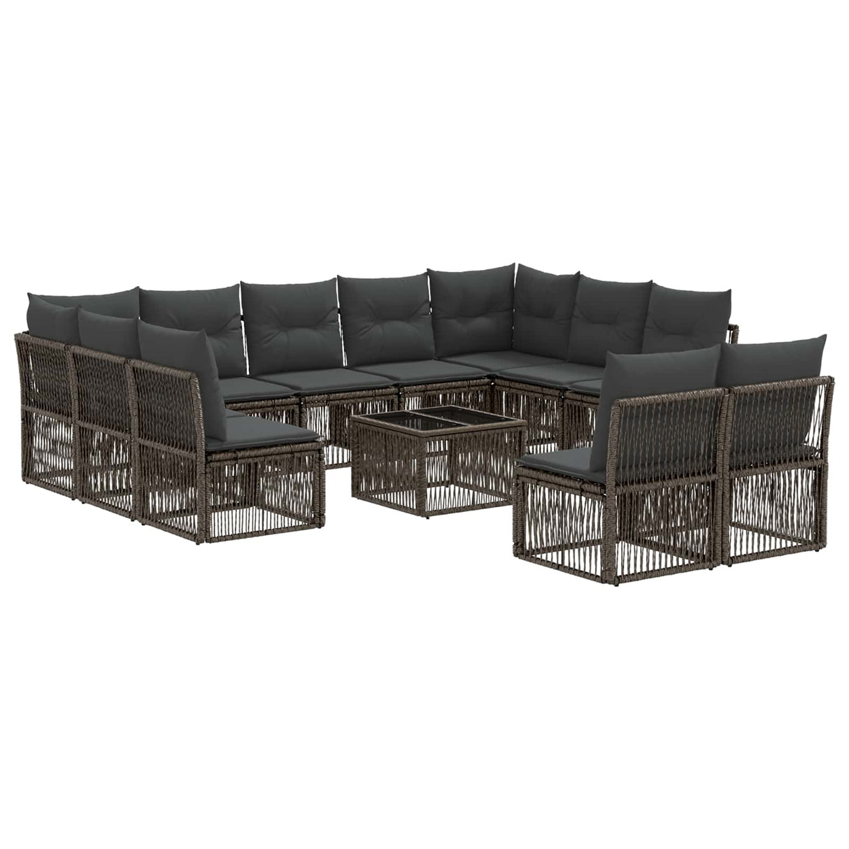 vidaXL Tuinbank Set 12 pcs Zwart poly rattan