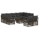 vidaXL Tuinbank Set 12 pcs Zwart poly rattan