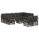 vidaXL Tuinbank Set 12 pcs Zwart poly rattan
