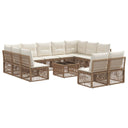 vidaXL Tuinbank Set 12 pcs Zwart poly rattan