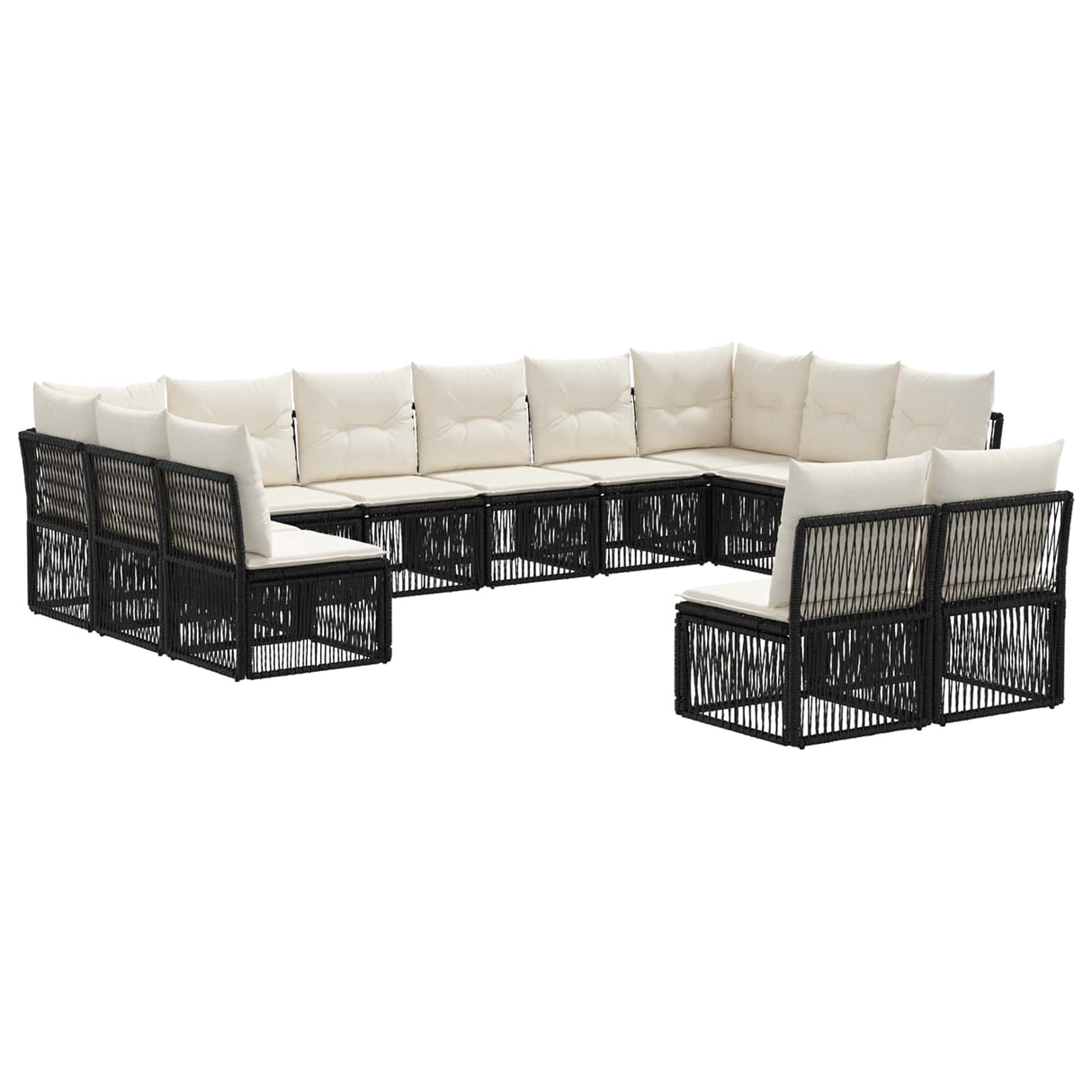vidaXL Tuinbank Set 13 pcs Zwart poly rattan