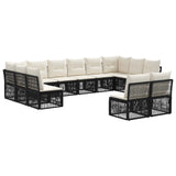 vidaXL Tuinbank Set 13 pcs Zwart poly rattan