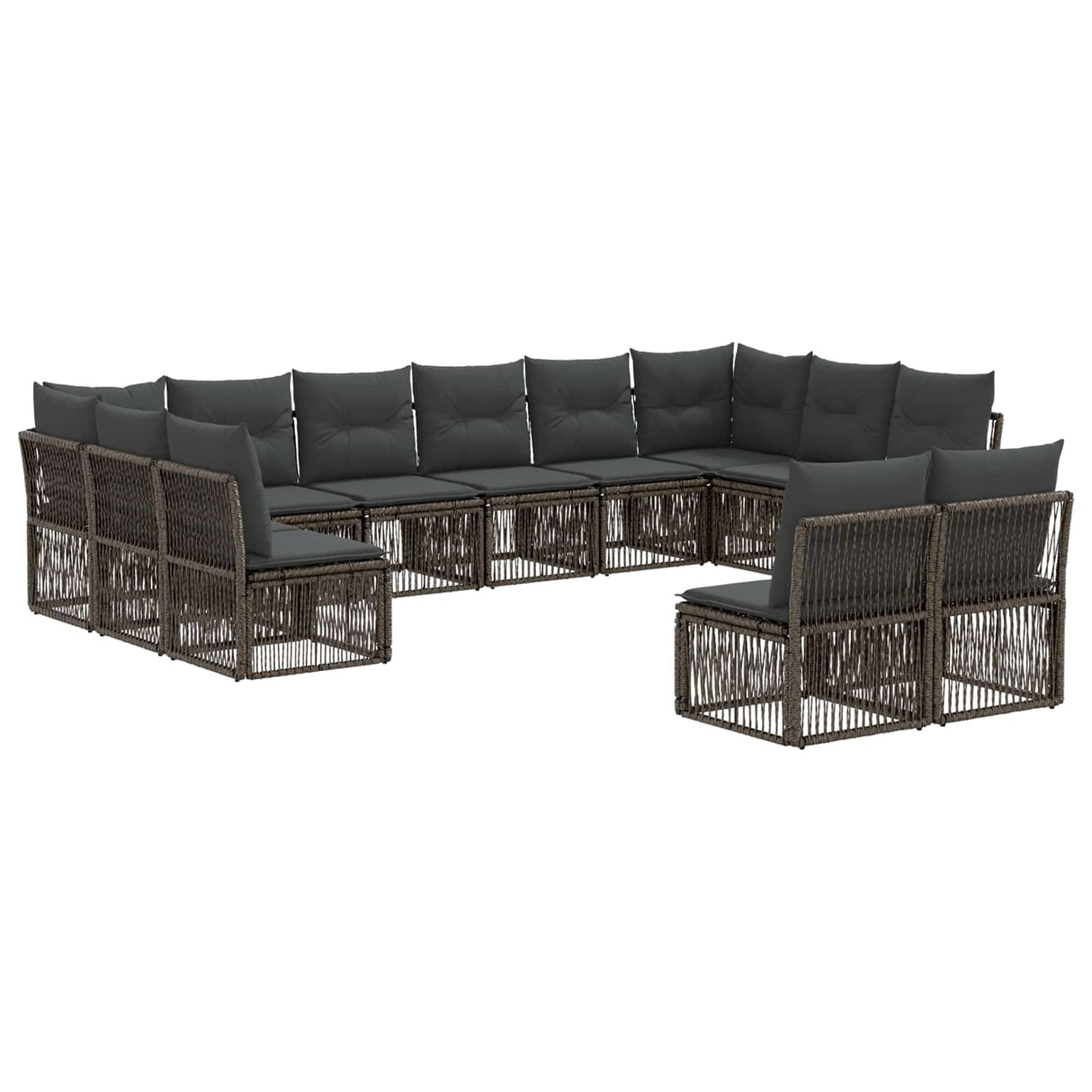vidaXL Tuinbank Set 13 pcs Zwart poly rattan