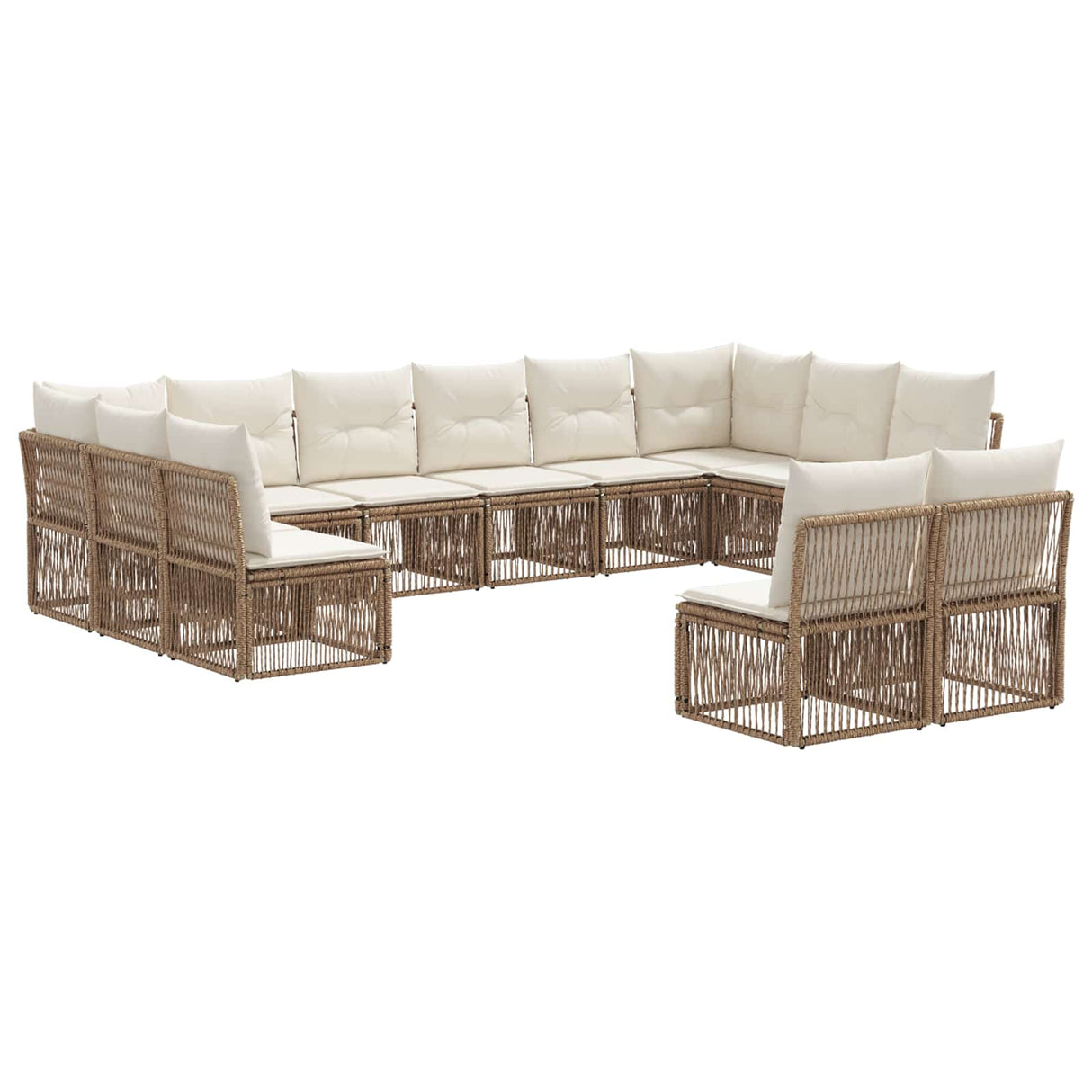 vidaXL Tuinbank Set 13 pcs Zwart poly rattan
