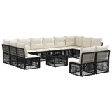 vidaXL Tuinbank Set 13 pcs Zwart poly rattan