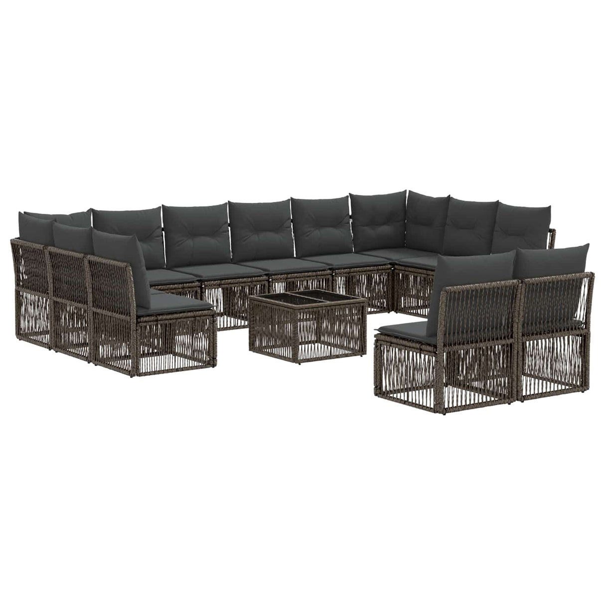 vidaXL Tuinbank Set 13 pcs Zwart poly rattan