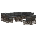 vidaXL Tuinbank Set 13 pcs Zwart poly rattan