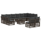 vidaXL Tuinbank Set 13 pcs Zwart poly rattan