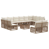 vidaXL Tuinbank Set 13 pcs Zwart poly rattan