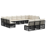 vidaXL Tuinbank Set 14 pcs Zwart poly rattan