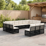 vidaXL Tuinbank Set 14 pcs Zwart poly rattan