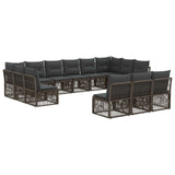 vidaXL Tuinbank Set 14 pcs Zwart poly rattan