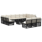 vidaXL Tuinbank Set 14 pcs Zwart poly rattan