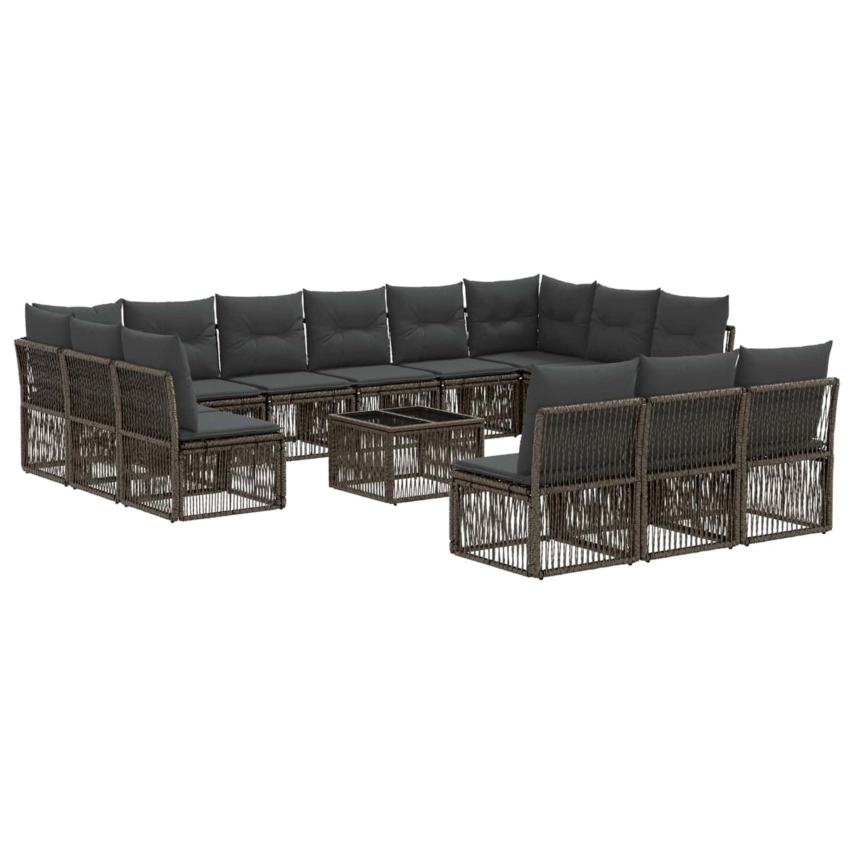 vidaXL Tuinbank Set 14 pcs Zwart poly rattan