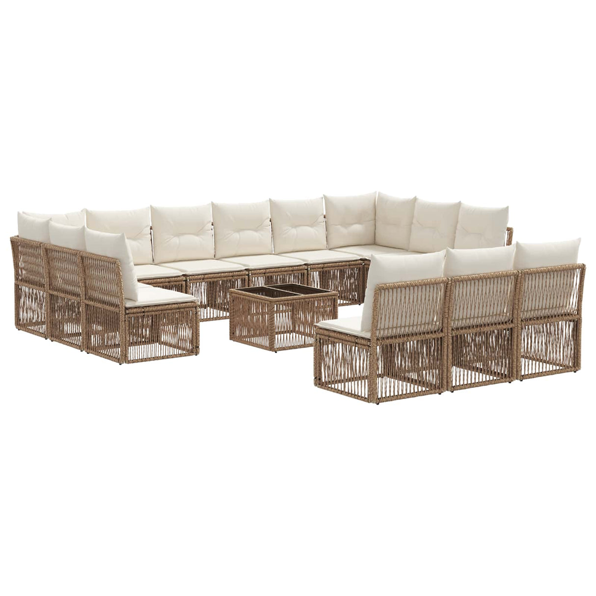 vidaXL Tuinbank Set 14 pcs Zwart poly rattan