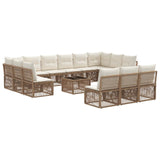 vidaXL Tuinbank Set 14 pcs Zwart poly rattan