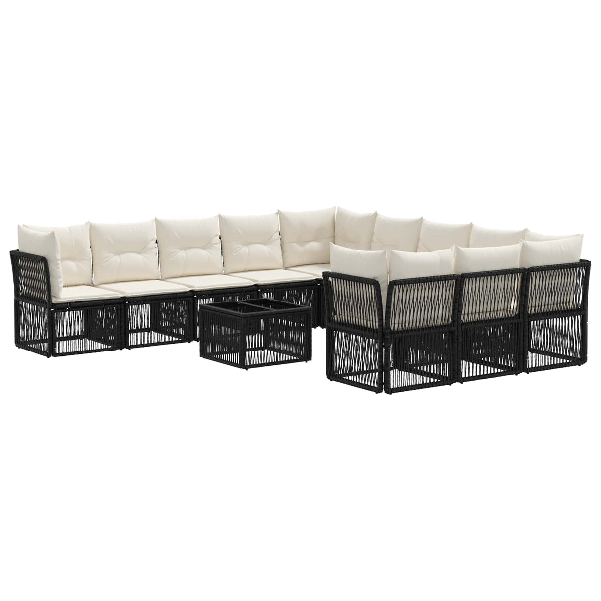 vidaXL Garden Sofa Set 12 pcs Black poly rattan