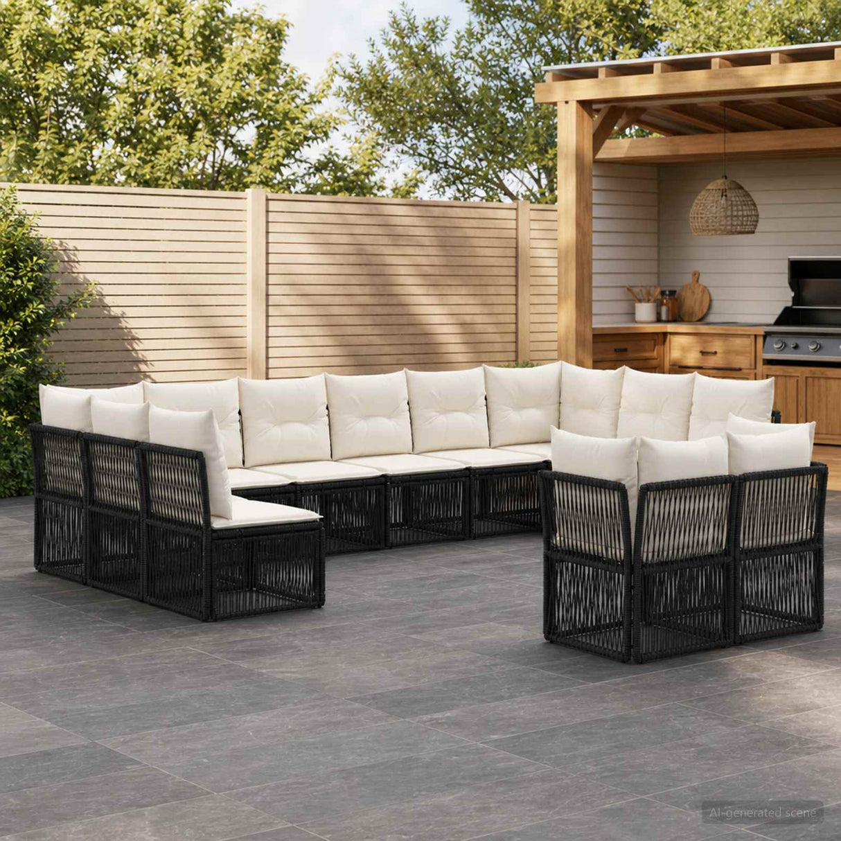vidaXL Garden Sofa Set 13 pcs Black poly rattan