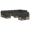 vidaXL Garden Sofa Set 13 pcs Black poly rattan