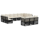 vidaXL Tuinbank Set 14 pcs Grijs poly rattan