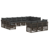 vidaXL Tuinbank Set 14 pcs Grijs poly rattan