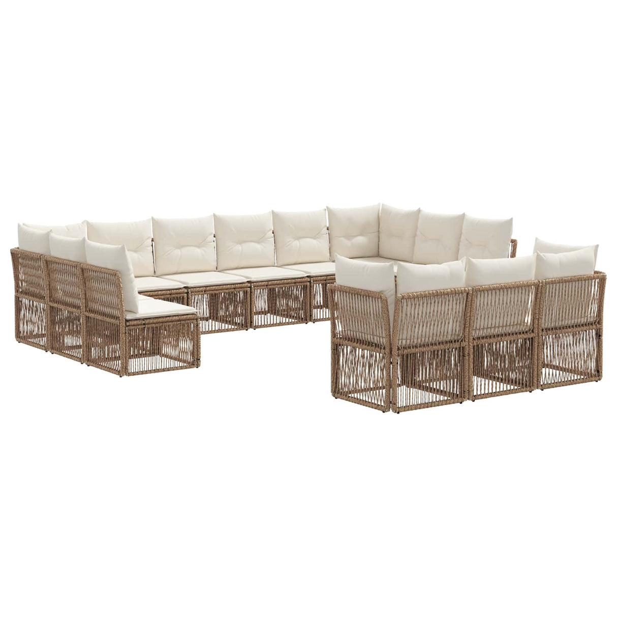vidaXL Tuinbank Set 14 pcs Grijs poly rattan