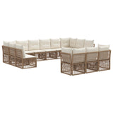 vidaXL Tuinbank Set 14 pcs Grijs poly rattan