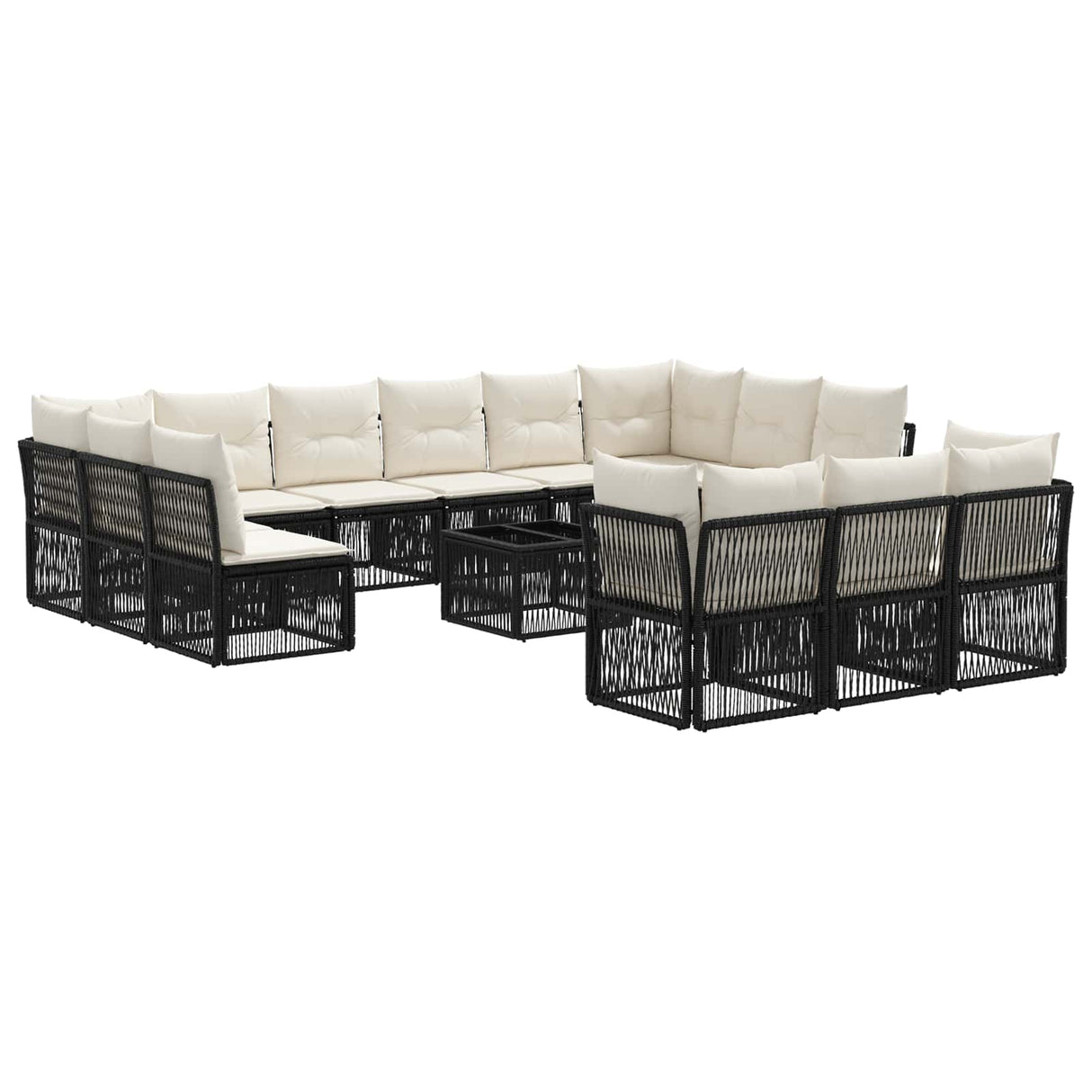 vidaXL Tuinbank Set 14 pcs Grijs poly rattan