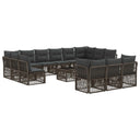 vidaXL Tuinbank Set 14 pcs Grijs poly rattan