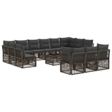 vidaXL Tuinbank Set 14 pcs Grijs poly rattan