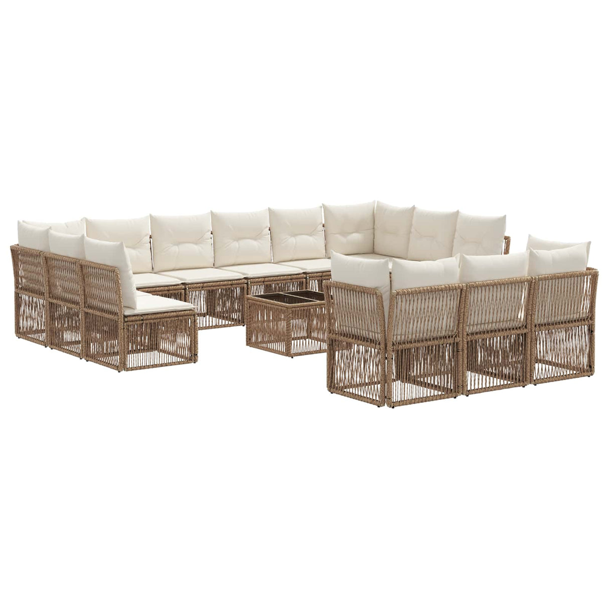 vidaXL Tuinbank Set 14 pcs Grijs poly rattan