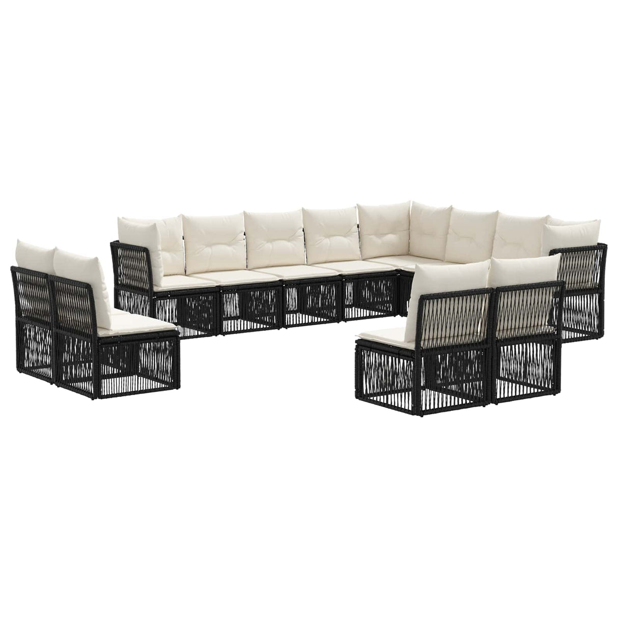 vidaXL Tuinbank Set 13 pcs Zwart poly rattan