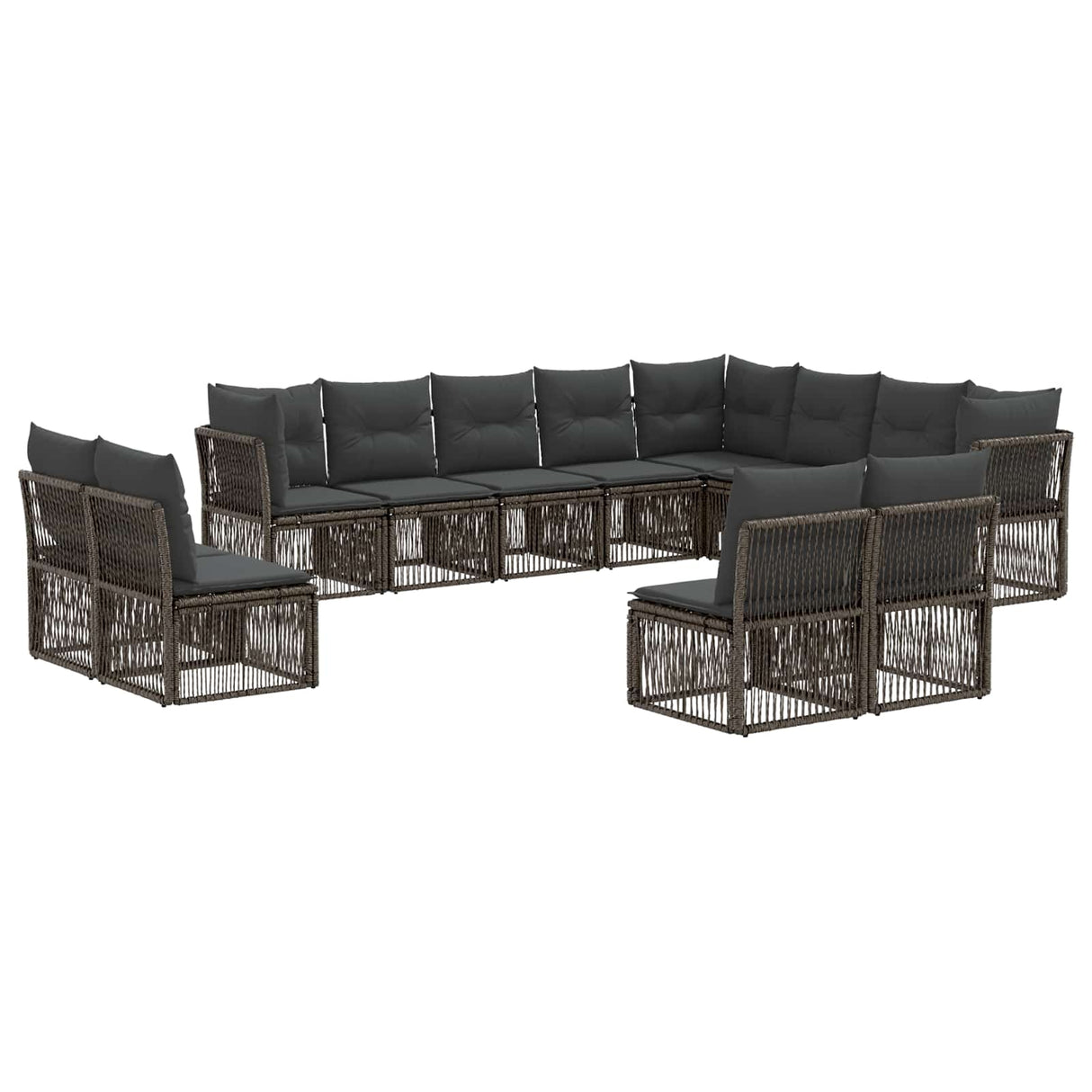 vidaXL Tuinbank Set 13 pcs Zwart poly rattan