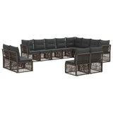 vidaXL Tuinbank Set 13 pcs Zwart poly rattan