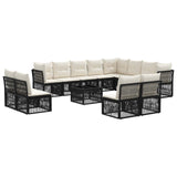 vidaXL Tuinbank Set 13 pcs Zwart poly rattan