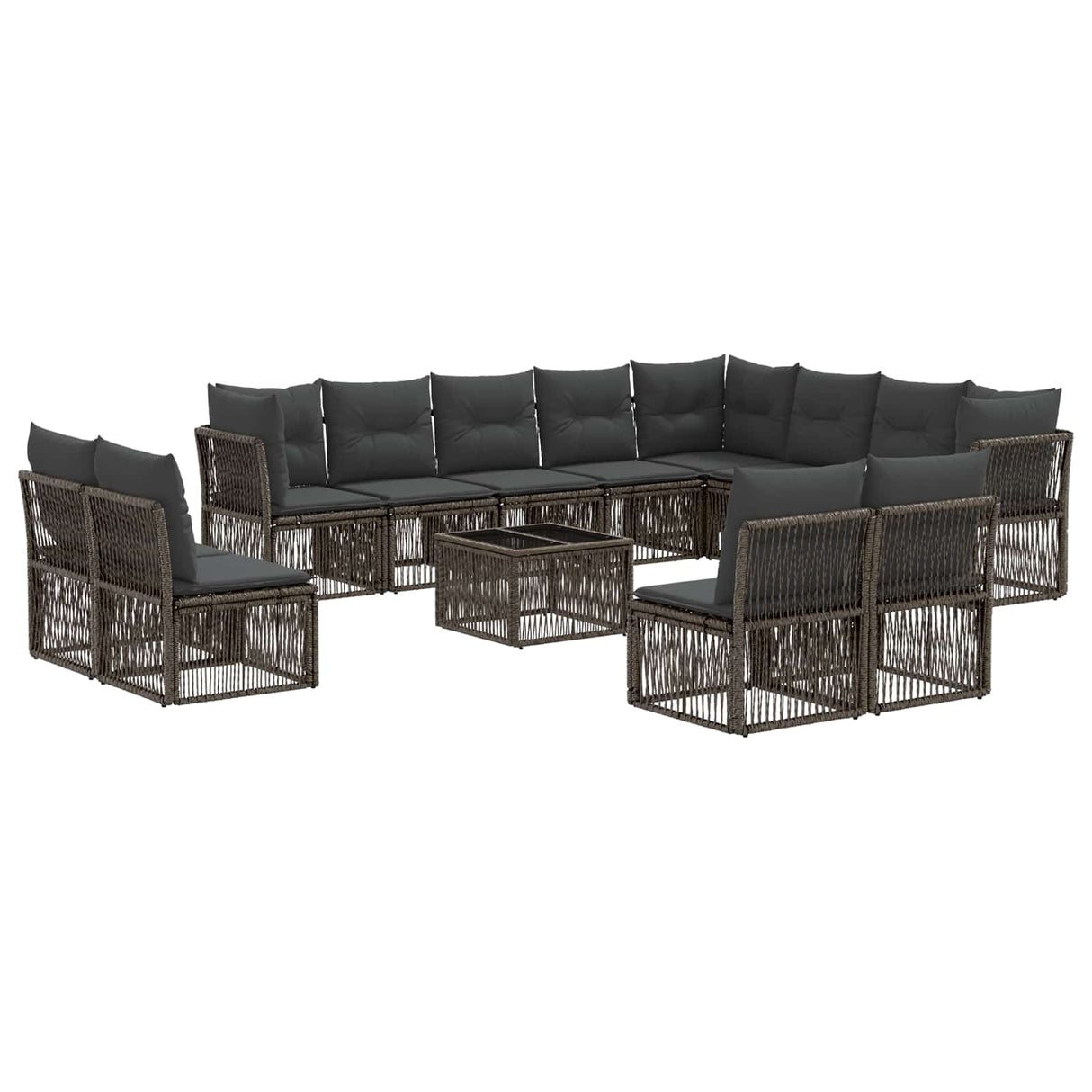 vidaXL Tuinbank Set 13 pcs Zwart poly rattan