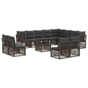 vidaXL Tuinbank Set 13 pcs Zwart poly rattan