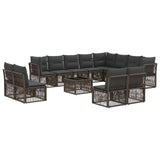 vidaXL Tuinbank Set 13 pcs Zwart poly rattan